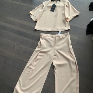 Zara Pale Pink Co-ord set. pants & cropped top